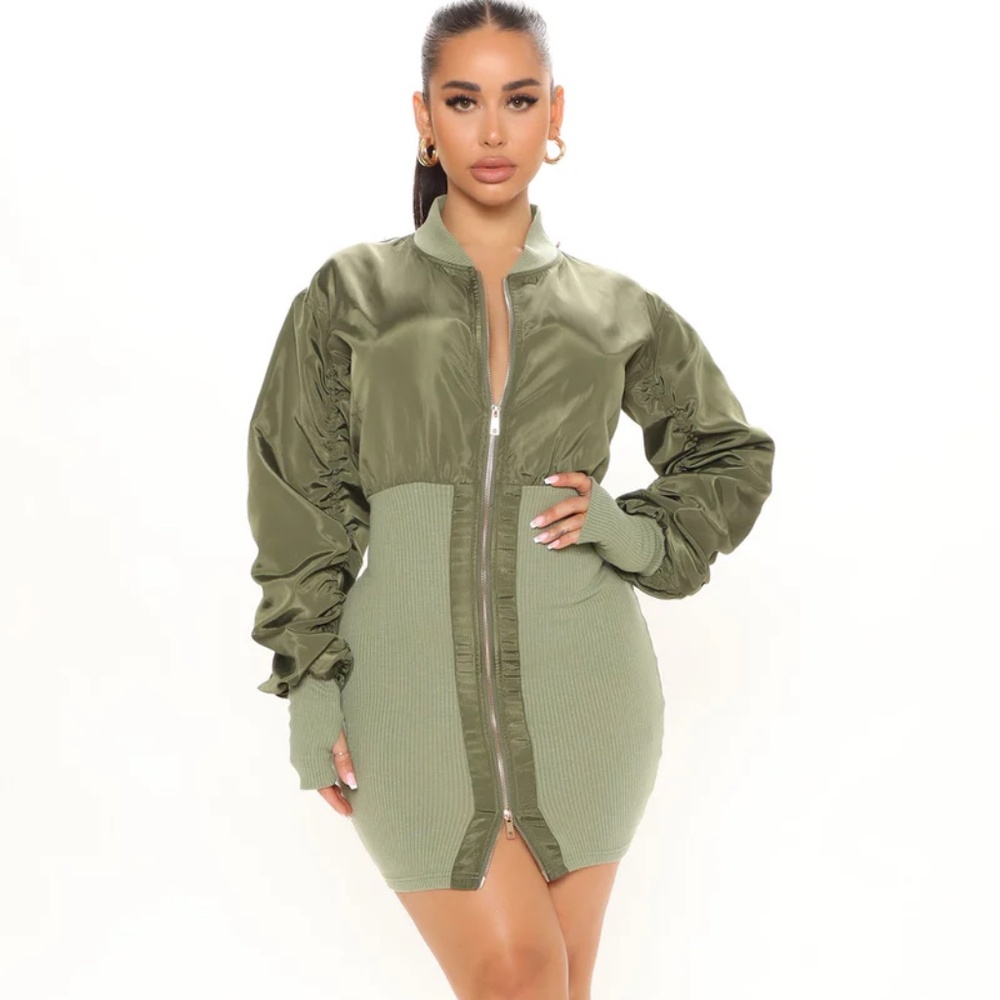 NWT! Downtown Living Mini Dress - Olive